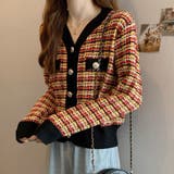チェック柄 ニットカーディガン 春秋冬 | Miniministore | 詳細画像5 