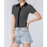 ボーダー柄ニットポロシャツレディース半袖 | Miniministore | 詳細画像13