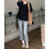 半袖シャツブラウス シャーリングトップス | Miniministore | 詳細画像5 