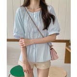 半袖シャツブラウス シャーリングトップス | Miniministore | 詳細画像6 