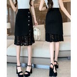 タイトスカート レース切り替えスカート黒 | Miniministore | 詳細画像1