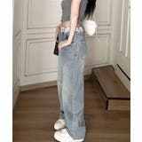 レースウエストデニムパンツビジューデニム | Miniministore | 詳細画像9 