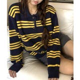 配色ボーダーポロカラーニットプルオーバー | Miniministore | 詳細画像10