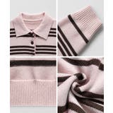 配色ボーダーポロカラーニットプルオーバー | Miniministore | 詳細画像31