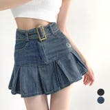 ミニデニムプリーツスカート ベルト付き | Miniministore | 詳細画像1 