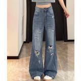 ダメージデニムパンツ ワイドレッグデニム | Miniministore | 詳細画像1