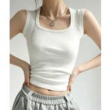 カップ付きリブタンクトップスクエアネック | Miniministore | 詳細画像3 