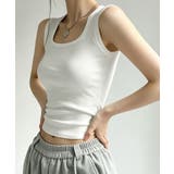 カップ付きリブタンクトップスクエアネック | Miniministore | 詳細画像4 