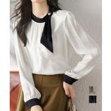 ボウタイサテンブラウス バイカラーシャツ | Miniministore | 詳細画像1 