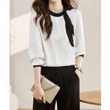 ボウタイサテンブラウス バイカラーシャツ | Miniministore | 詳細画像12 