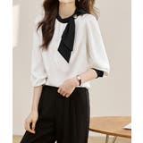 ボウタイサテンブラウス バイカラーシャツ | Miniministore | 詳細画像13 