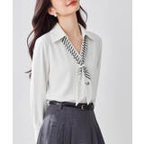 パール付きスカーフタイシャツブラウス上品 | Miniministore | 詳細画像10 