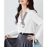 パール付きスカーフタイシャツブラウス上品 | Miniministore | 詳細画像2 