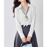 パール付きスカーフタイシャツブラウス上品 | Miniministore | 詳細画像3 