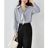 パール付きスカーフタイシャツブラウス上品 | Miniministore | 詳細画像8 