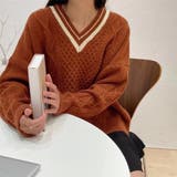 ライン入りケーブルニットトップス 韓国風 | Miniministore | 詳細画像12 