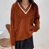 ライン入りケーブルニットトップス 韓国風 | Miniministore | 詳細画像13 