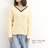 ライン入りケーブルニットトップス 韓国風 | Miniministore | 詳細画像14 