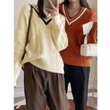 ライン入りケーブルニットトップス 韓国風 | Miniministore | 詳細画像5 