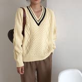 ライン入りケーブルニットトップス 韓国風 | Miniministore | 詳細画像8 