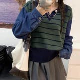 ポロカラーニットセーター ボーダー 秋冬 | Miniministore | 詳細画像11 