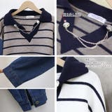 ポロカラーニットセーター ボーダー 秋冬 | Miniministore | 詳細画像4 