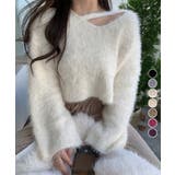 クロップド丈シャギーニット Vネック長袖 | Miniministore | 詳細画像1 