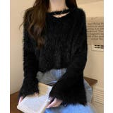 クロップド丈シャギーニット Vネック長袖 | Miniministore | 詳細画像4 