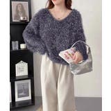 ラメシャギーニットトップス Vネック秋冬 | Miniministore | 詳細画像2