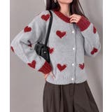 パールハート柄ニットカーディガン長袖配色 | Miniministore | 詳細画像15