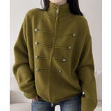 ダブルジップニットカーディガン長袖ニットアウターメタルボタン ゆったり無地トップ… | SUNSHINE CLOSET | 詳細画像29 