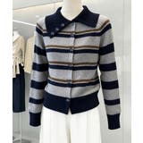 レトロボーダーニットレディース韓国風長袖羽織りリブニットライトアウターカジュアル… | SUNSHINE CLOSET | 詳細画像16 