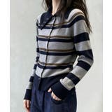 レトロボーダーニットレディース韓国風長袖羽織りリブニットライトアウターカジュアル… | SUNSHINE CLOSET | 詳細画像9 