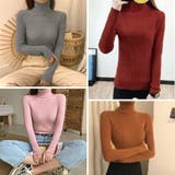 リブ ニットトップス タートルネック無地 | Miniministore | 詳細画像8