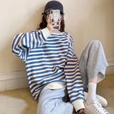 ボーダー柄 スウェット 配色 トレーナー | Miniministore | 詳細画像9 