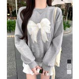 刺しゅうリボンスウェット裏微起毛トップス | Miniministore | 詳細画像1 