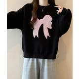 刺しゅうリボンスウェット裏微起毛トップス | Miniministore | 詳細画像8 