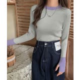 バイカラーニット 指穴ニットプルオーバー | Miniministore | 詳細画像11 
