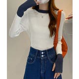 バイカラーニット 指穴ニットプルオーバー | Miniministore | 詳細画像6 
