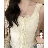 レースフリル ニットタンクトップ 韓国風 | Miniministore | 詳細画像1