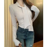 リボンタイ付きトップス ボウタイtシャツ | Miniministore | 詳細画像9
