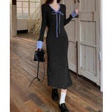配色リボンニットマーメイドワンピース長袖 | Miniministore | 詳細画像1 