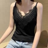 ブラック | レース キャミソール Vネック 重ね着 | Miniministore