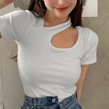 ホワイト | カットソー 肩スリットセクシーTシャツ | Miniministore