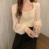 ベージュ | シャツブラウス 袖切り替え ニットソー | Miniministore
