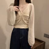 ベージュ | ギャザー ニット ブラウス きれいめ | Miniministore