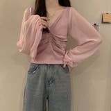 ピンク | ギャザー ニット ブラウス きれいめ | Miniministore