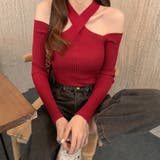 ワインレッド | ニットトップス ホルターネック 肩出し | Miniministore