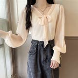 ベージュ | プリーツ リブニット トップス 異素材 | Miniministore