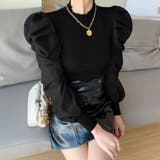 ブラック | ニットトップス 重ね着風 リブニット | Miniministore